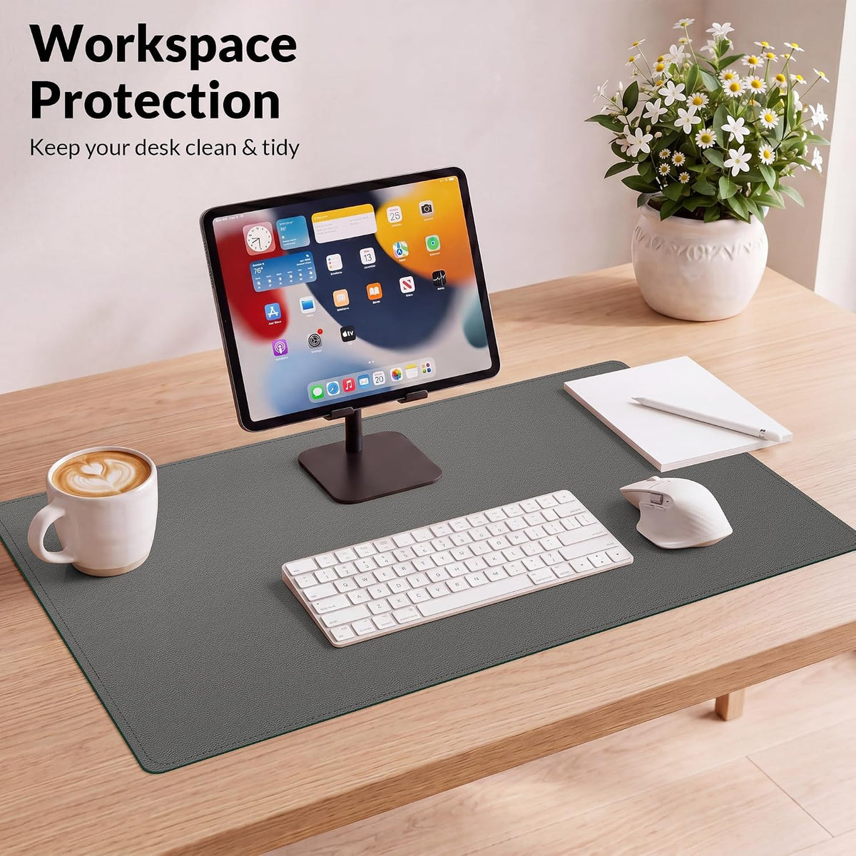 Large Desk Mat, 47" x 17", Black