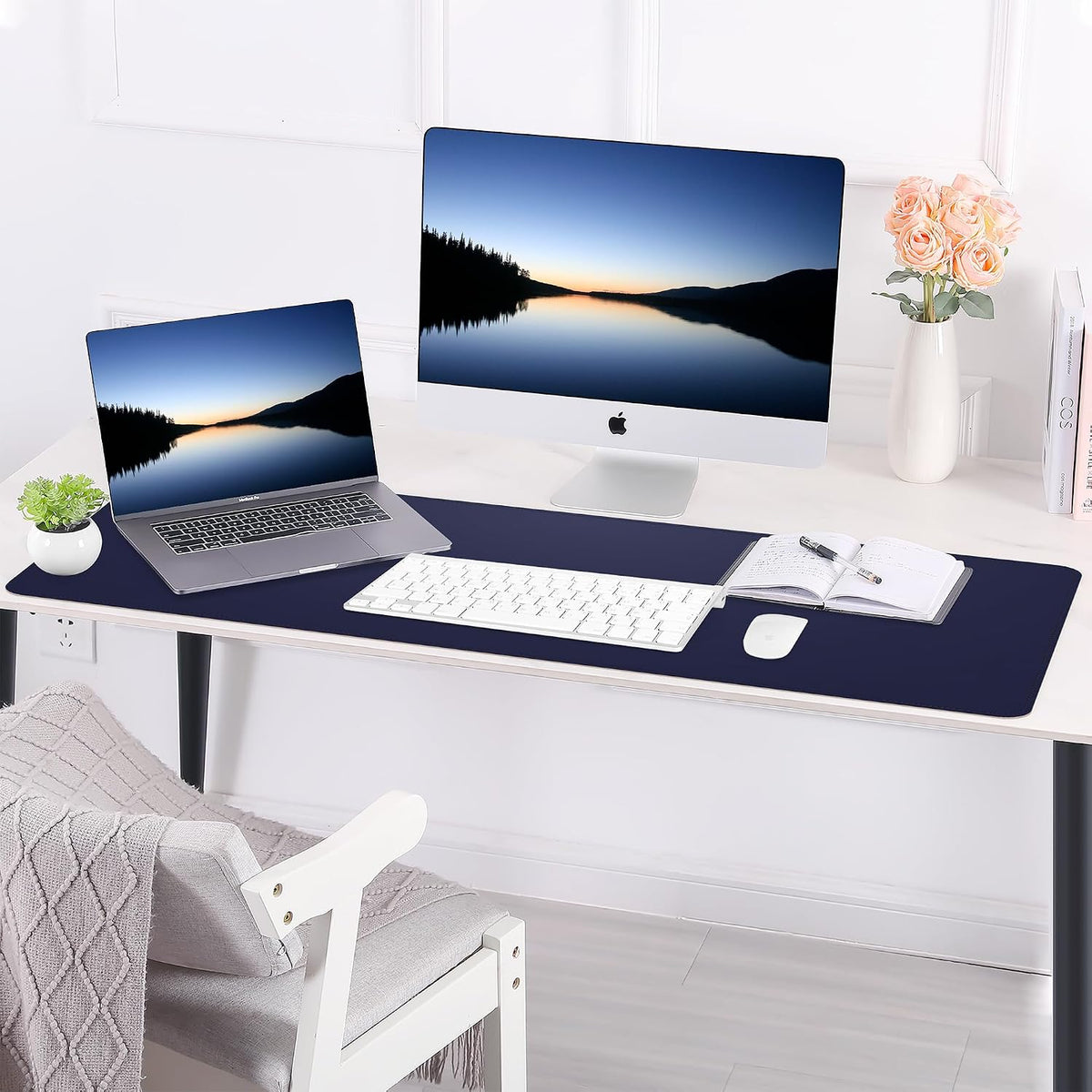 Large Desk Mat, 47" x 17", Black