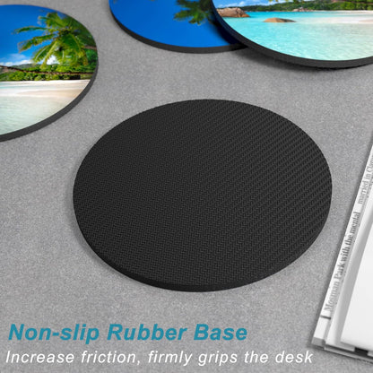 Nipichsha Coasters for Drinks, Set of 6 Cute Absorbent Rubber Drink Coasters for Cup with Non Slip Backing, Kitchen Home Decor Housewarming Gift, Round 4 in, Work Hard