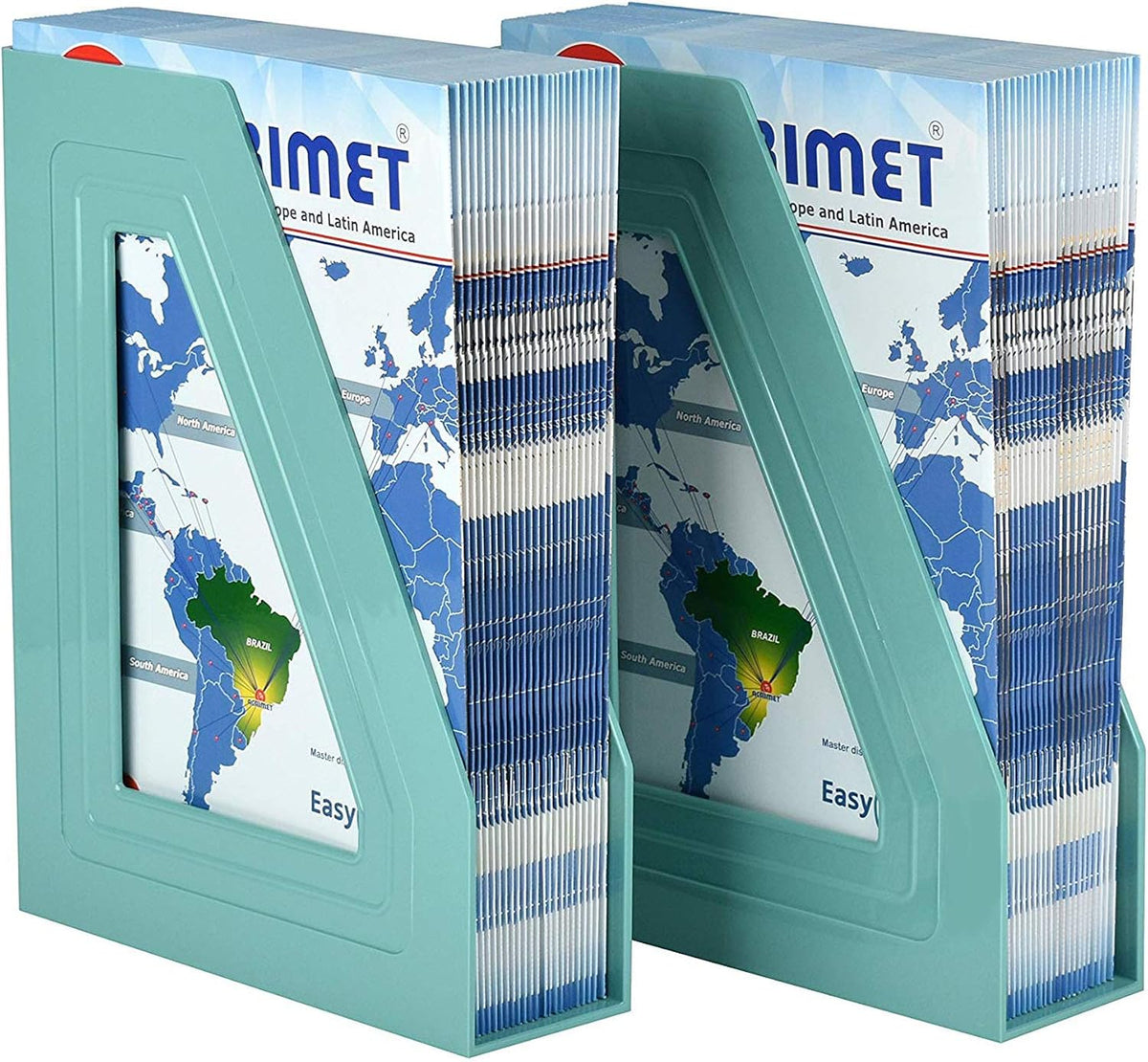 Acrimet Magazine File Holder, Vertical Desk Organizer, Solid Green, 2 Pack | Durable Plastic, Office & Home Use, Rack Design for Folders and Mail, Space-Saving Storage