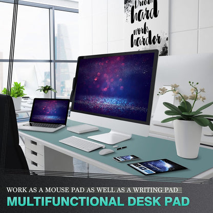 K KNODEL Large Office Leather Desk Mat, Mouse and Keyboard Pad, Computer and Laptop Mat, Desktop Protector and Cover, Writing Pad and Blotter (31.5"x15.7", Black)