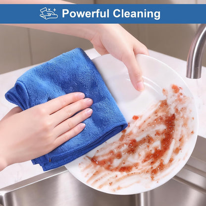 18 Pack Microfiber Cleaning Cloth, Kitchen Towels for Dish Drying Washing, Absorbent Streak Free Lint Free Rags for Cleaning, Reusable and Washable Towels - 10" x 10"