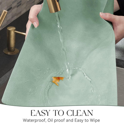 MOSAYT Vinyl Placemats Set of 6-12 X 17 Inch - Faux Leather 100% Waterproof Oil-Proof Wipeable PU Place Mats, Heat Resistant Reversible Table Mats for Kitchen, Dining, Outdoor, Reddish Brown