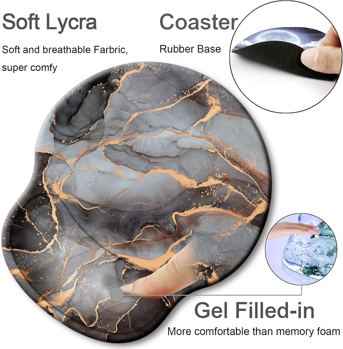 Ergonomic Mouse Pad with Wrist Support Rest,Large Mousepad Gel Wrist Rest, with Coaster Non-Slip & Pain Relief for Computer, Desk, Home&Office-Beach - Colors B
