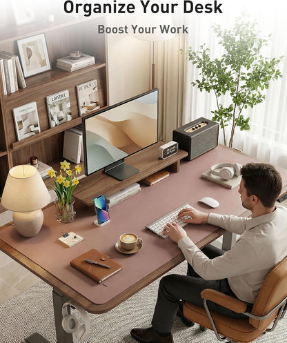 Aothia Leather Office Desk Pad Protector, Non-Slip PU Leather Desk Blotter, Waterproof Laptop Writing Mouse Pad for Office and Home, Black, 31.5" x 15.7" - Colors A