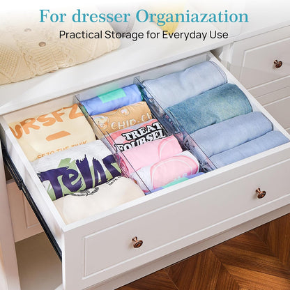 Vtopmart 8 Pack Shallow Drawer Dividers, 2.36" High 12.5"-20.8" Adjustable Expandable Kitchen Drawer Organizer, Clear Plastic Organizer Separators for Flatware, Utensil, Cutlery, Underwear, Clothes