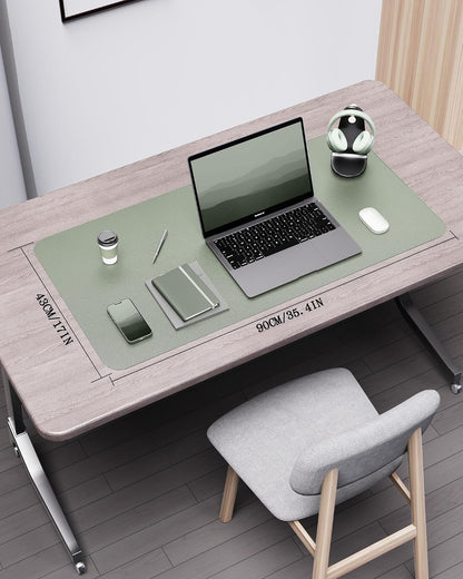 Double-Sided Desk Pad, 31.5"x15.7"Leather Desk Mat, Eco Cork Desk Pad Protector,Large Mouse Pad,Waterproof Desk Blotter for Office/Home(Coffee)