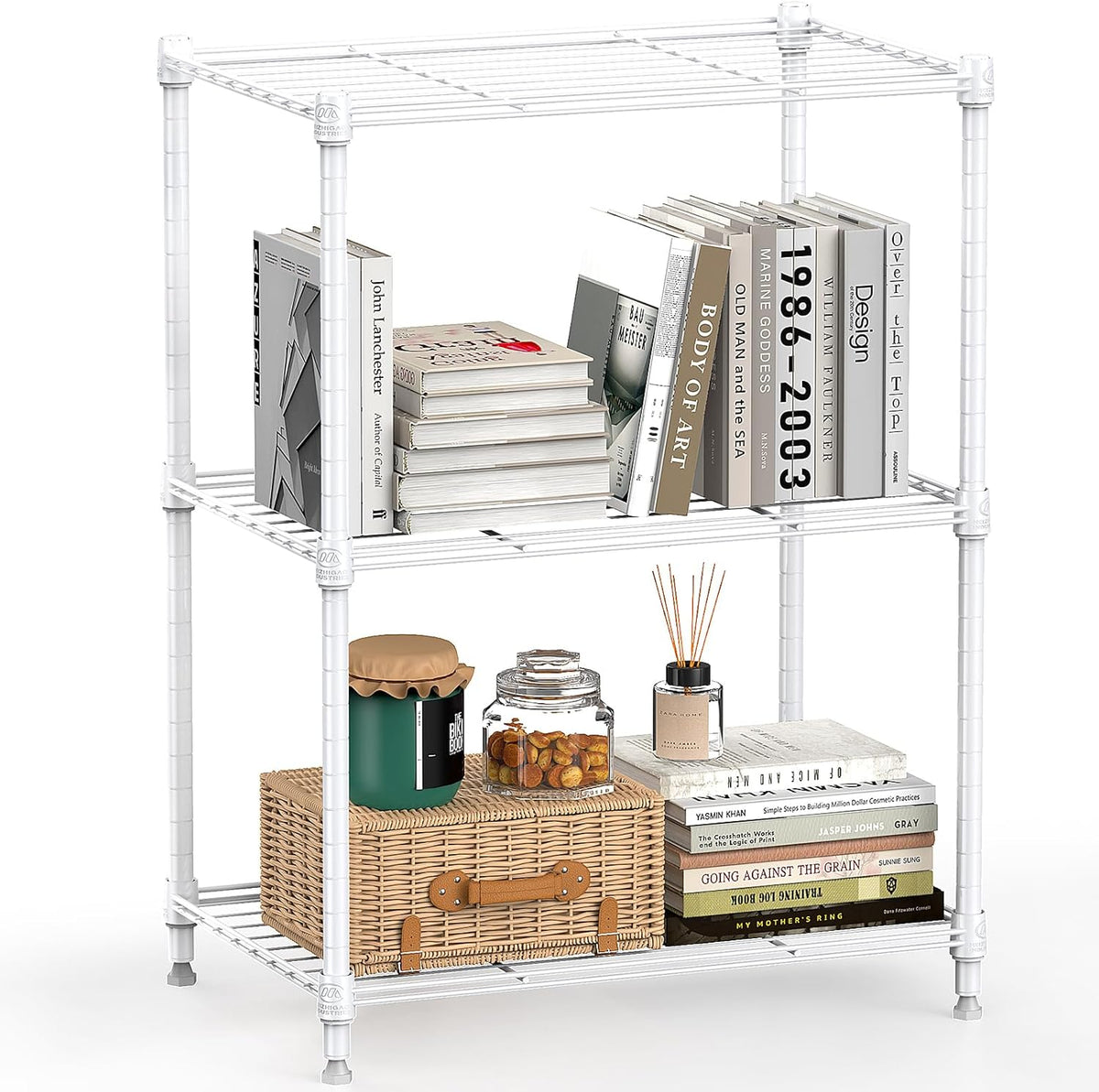 M MZG 450 lbs Steel Storage Shelving 3-Tier Utility Shelving Unit Steel Organizer Wire Rack for Home,Kitchen,Office (11.8" D x 17.7" W x 26.3" H) - Colors A