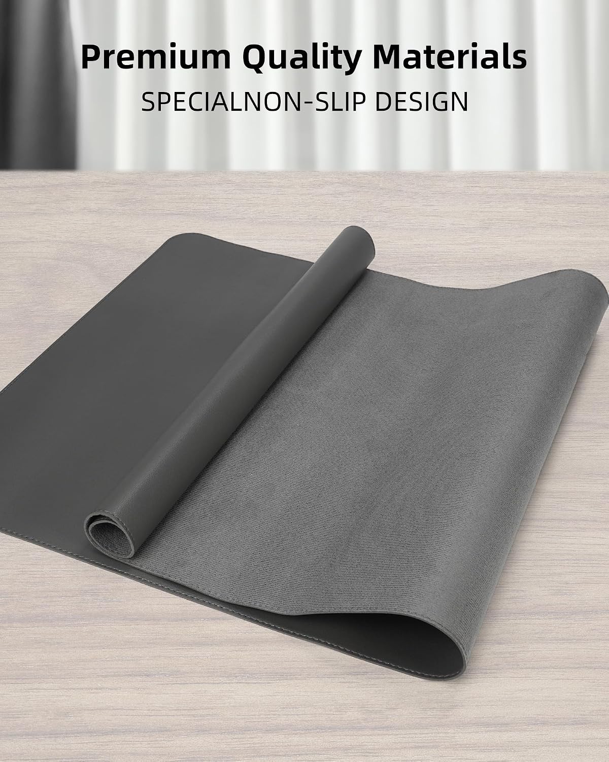 AFIING Large Desk Mat 55" x 24" - PU Leather Desk Pad Protector, Waterproof Non-Slip Extended Mouse Pad for Office Desk, Keyboard, Laptop and Home Workspace (Black)