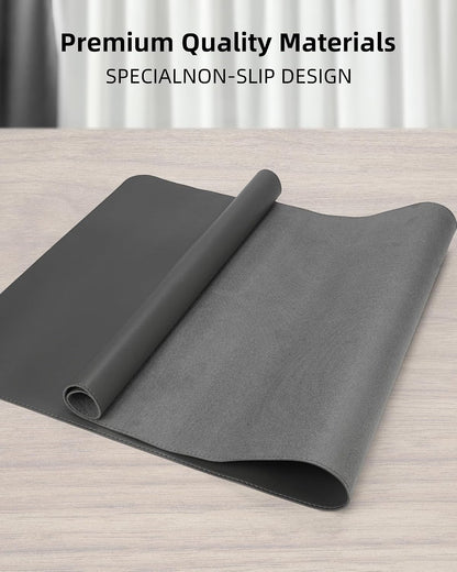 AFIING Large Desk Mat 55" x 24" - PU Leather Desk Pad Protector, Waterproof Non-Slip Extended Mouse Pad for Office Desk, Keyboard, Laptop and Home Workspace (Black)