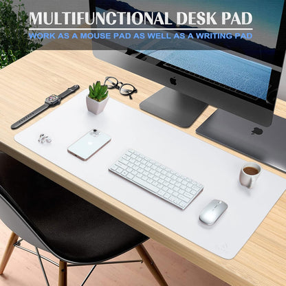 K KNODEL Large Office Leather Desk Mat, Mouse and Keyboard Pad, Computer and Laptop Mat, Desktop Protector and Cover, Writing Pad and Blotter (31.5"x15.7", Black)