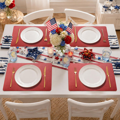 Maxpearl Faux Leather Placemats Set of 6 - Waterproof - Wipe Clean - Heat Resistant - Anti Slip Dining Table Place Mats, Suitable for Indoor & Outdoor Use, 17’’×12’’, Beige