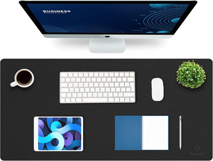 K KNODEL Large Office Leather Desk Mat, Mouse and Keyboard Pad, Computer and Laptop Mat, Desktop Protector and Cover, Writing Pad and Blotter (31.5"x15.7", Black)