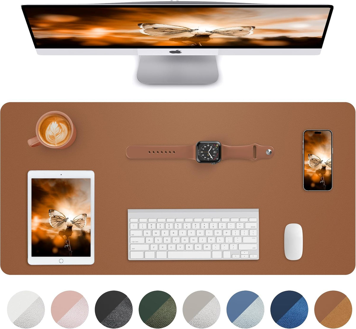 Large Desk pad mat,Mouse Pad,Office Desk Mat, Non-Slip PU Leather Desk Blotter,Large Desk pad,Waterproof Keyboard mat for Office/Home/Decor (Black,48" x 17")