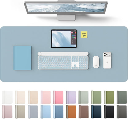 YSAGi Leather Desk Pad Protector, Office Desk Mat, Large Mouse Pad, Non-Slip PU Leather Desk Blotter, Waterproof Laptop Desk Writing Pad for Office and Home (23.6" x 13.8", Eggshell) - Colors B
