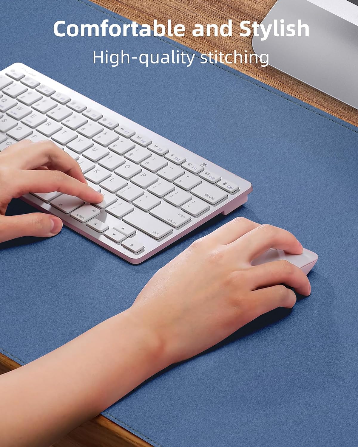 AFIING Large Desk Mat 55" x 24" - PU Leather Desk Pad Protector, Waterproof Non-Slip Extended Mouse Pad for Office Desk, Keyboard, Laptop and Home Workspace (Black)