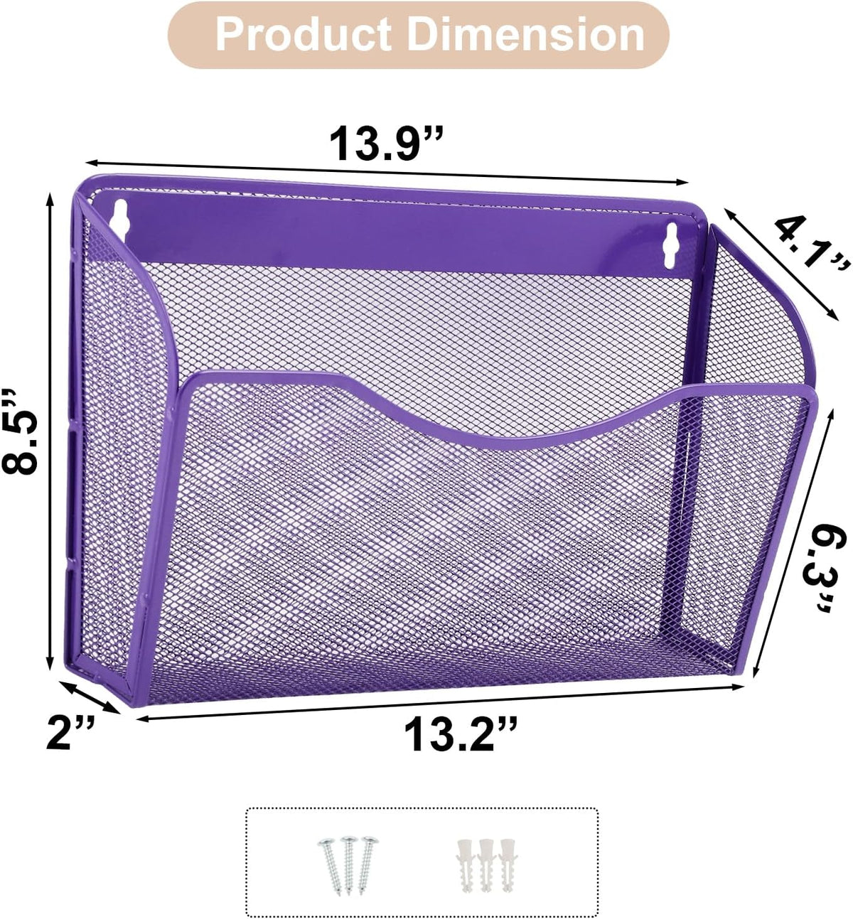 EASEPRES 3 Single Pocket Mesh Hanging File Organizer, Vertical Wall Mounted Magazine File Holder, Mount Basket Mail Paper Document Folder Organizing for Office, Home and School, Black
