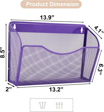 EASEPRES 3 Single Pocket Mesh Hanging File Organizer, Vertical Wall Mounted Magazine File Holder, Mount Basket Mail Paper Document Folder Organizing for Office, Home and School, Black