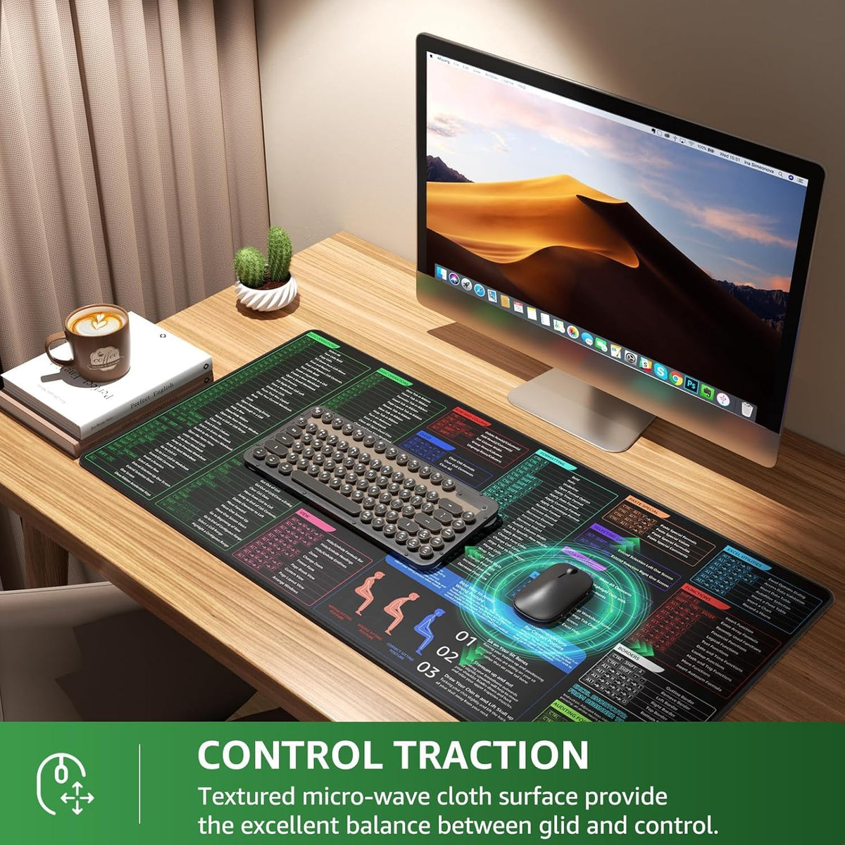 KTRIO Large Gaming Mouse Pad Desk Mat for Gamer, 31.5" x 11.8", Black, XL | Extended Size Design, Superior Micro-Weave Cloth, Non-Slip Rubber Base, Durable Stitched Edges, Water-Resistant Coating
