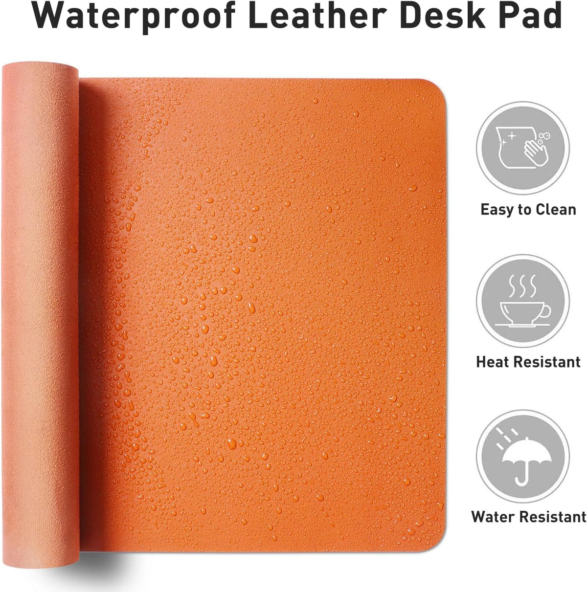 Aothia Leather Office Desk Pad Protector, Non-Slip PU Leather Desk Blotter, Waterproof Laptop Writing Mouse Pad for Office and Home, Black, 31.5" x 15.7" - Colors A