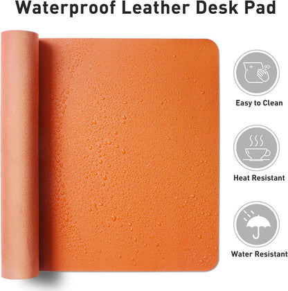Aothia Leather Office Desk Pad Protector, Non-Slip PU Leather Desk Blotter, Waterproof Laptop Writing Mouse Pad for Office and Home, Black, 31.5" x 15.7" - Colors A