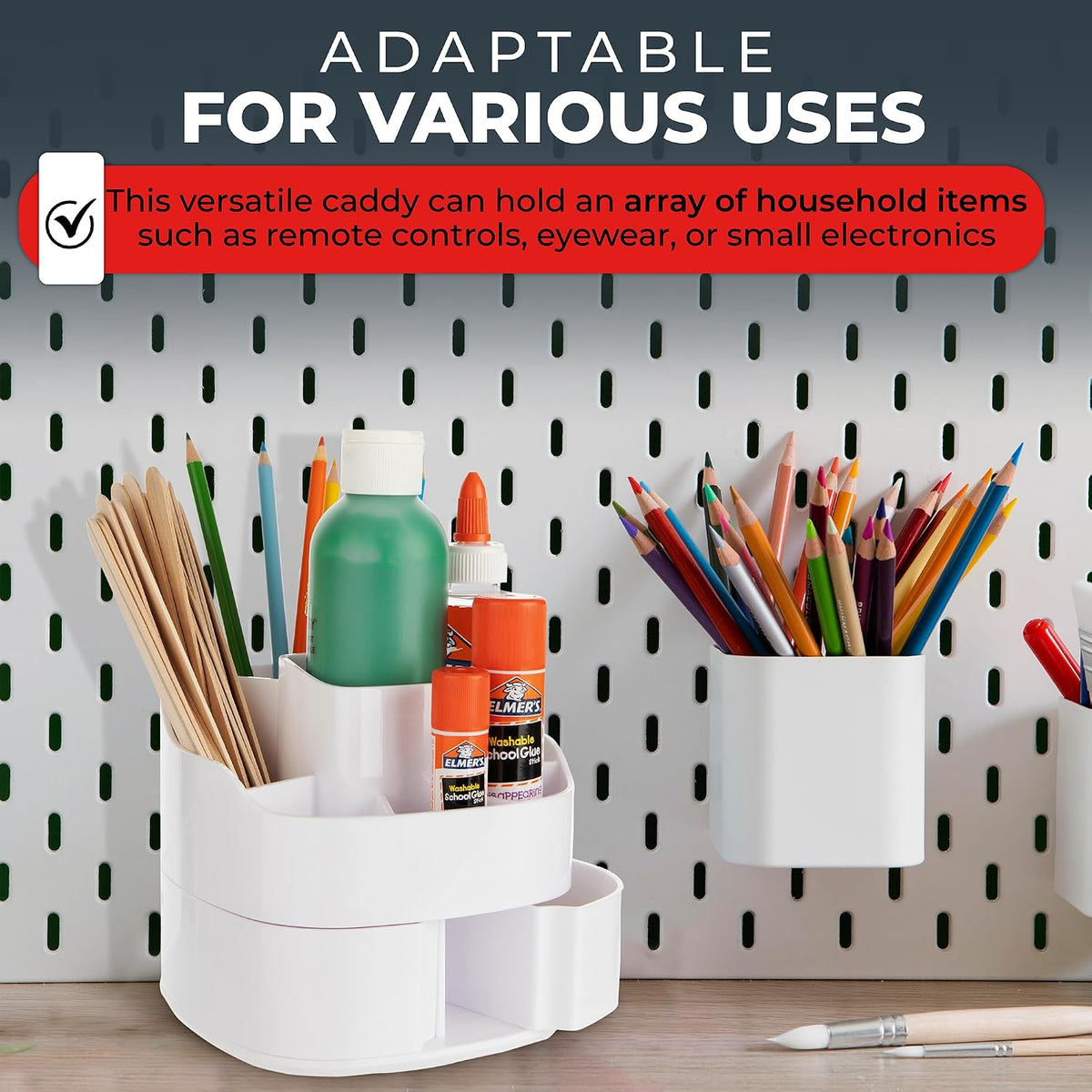 Masirs 360 Rotating Makeup Organizer Countertop - Adjustable Shelf Height - The Perfect Round Spinning Cosmetic Organizer for Bedroom Dresser or Vanity Countertop Storage (Clear)
