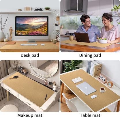 Bloss Leather Desk Pad and Keyboard Wrist Rest, Large Mouse Pad + Keyboard Pad+Mouse Wrist Support, Non-Slip Desk Mat Protector for Office, Home(31.5×15.7 Inches,Beige) - Colors A