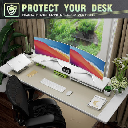 K KNODEL Large Office Leather Desk Mat, Mouse and Keyboard Pad, Computer and Laptop Mat, Desktop Protector and Cover, Writing Pad and Blotter (31.5"x15.7", Black)