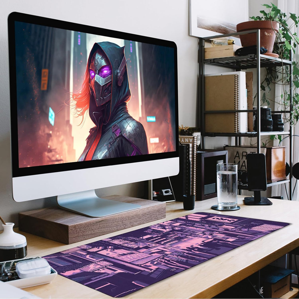 31.5" x 15.7" Waterproof Fabric Desk Pad, Rubber Anti-Slip Base, Stitched Edges No Curling, Fits Laptop Keyboard and Mouse, Smooth Office Mat Large Mouse Pad for Work Game, Black