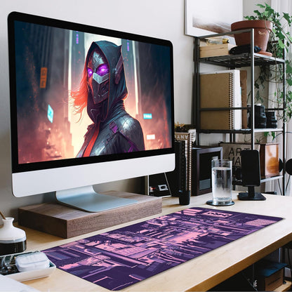 31.5" x 15.7" Waterproof Fabric Desk Pad, Rubber Anti-Slip Base, Stitched Edges No Curling, Fits Laptop Keyboard and Mouse, Smooth Office Mat Large Mouse Pad for Work Game, Black