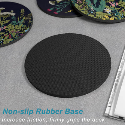 Nipichsha Coasters for Drinks, Set of 6 Cute Absorbent Rubber Drink Coasters for Cup with Non Slip Backing, Kitchen Home Decor Housewarming Gift, Round 4 in, Work Hard