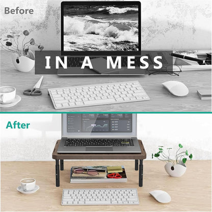 WALI Monitor Stand Riser with Drawer, Desk Organizers and Accessories for Computer, Printer, Laptop Stand for Home Office Supplies, (PTT005-B), 1 Pack, Black