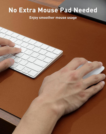 Aothia Leather Office Desk Pad Protector, Non-Slip PU Leather Desk Blotter, Waterproof Laptop Writing Mouse Pad for Office and Home, Black, 31.5" x 15.7" - Colors A