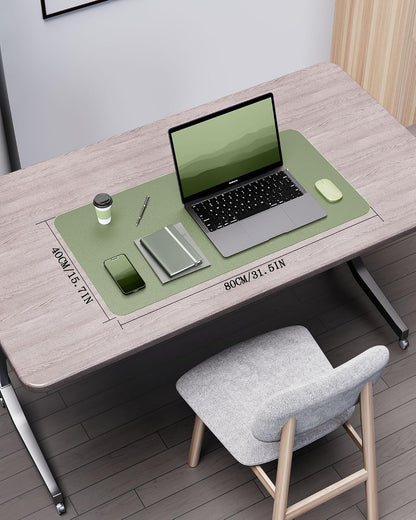 Double-Sided Desk Pad, 31.5"x15.7"Leather Desk Mat, Eco Cork Desk Pad Protector,Large Mouse Pad,Waterproof Desk Blotter for Office/Home(Coffee)