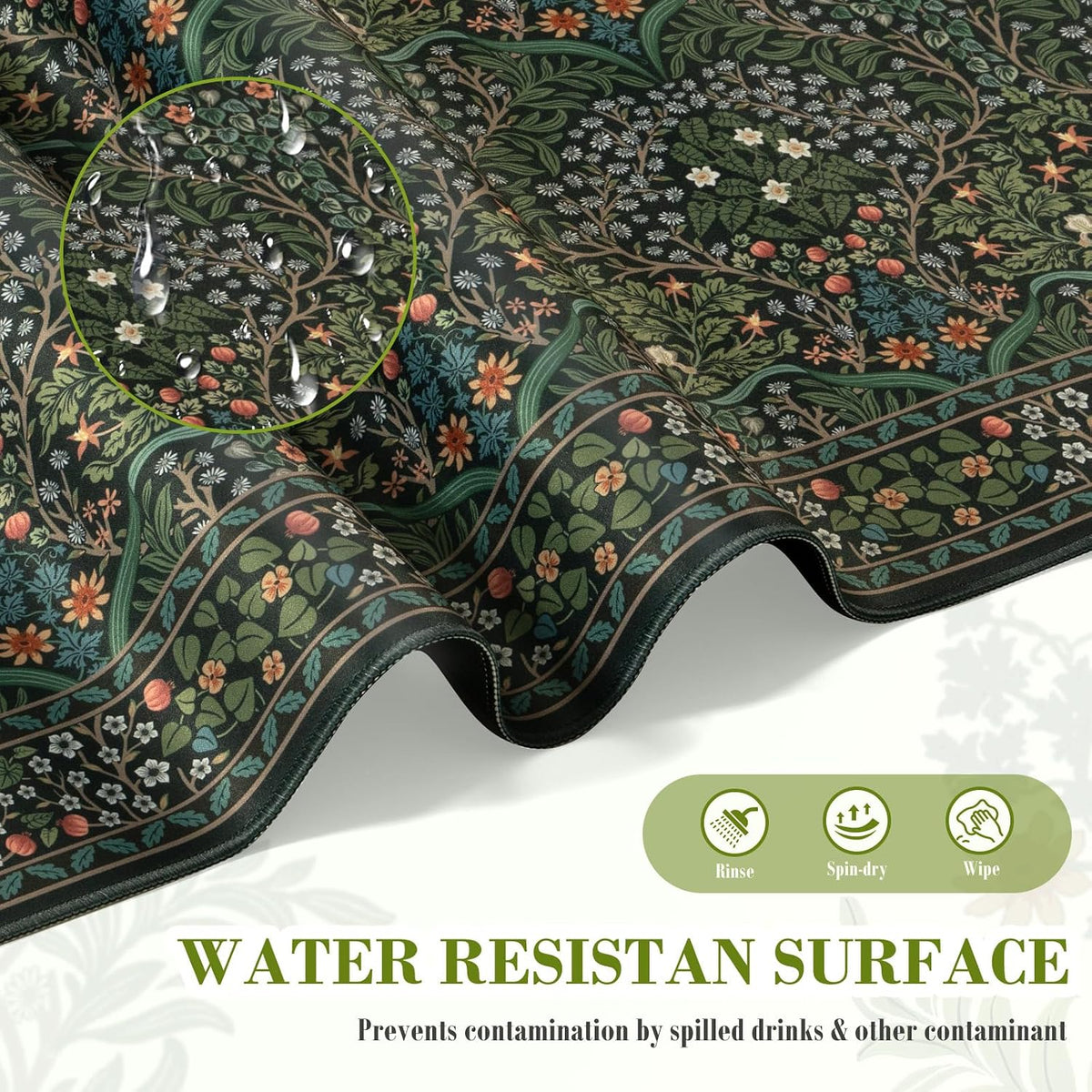 iCasso Desk Mat for Keyboard and Mouse, Large Mouse Pad, Desk Pad Mat, Anti-Slip Big Mousepad with Stitched Edges for Computer Desktop(Deep Green)