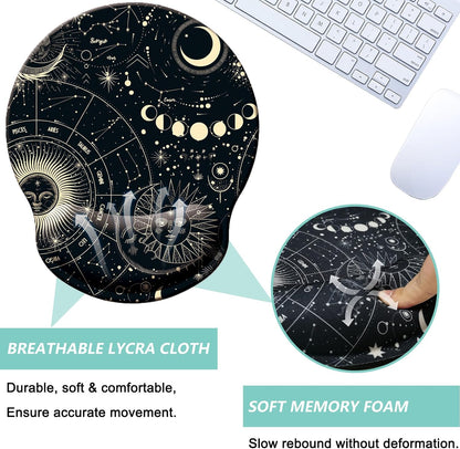 Mouse Pad with Wrist Support, Ergonomic Mouse Pad with Memory Foam Wrist Rest Cushion, Non-Slip Rubber Base Gaming Mice Pad for Home Office Computer Laptop, Flower Black