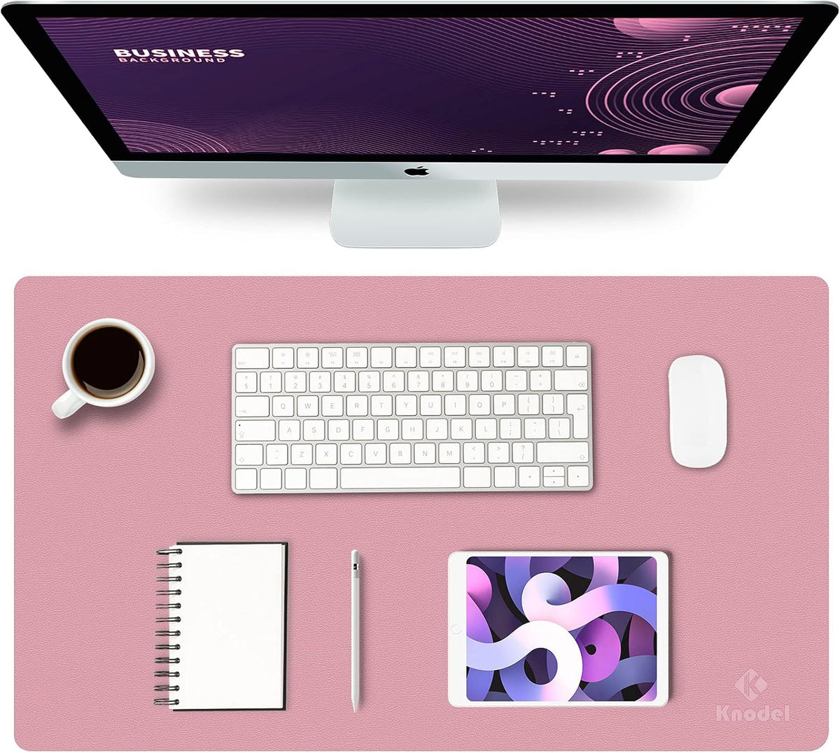 K KNODEL Large Office Leather Desk Mat, Mouse and Keyboard Pad, Computer and Laptop Mat, Desktop Protector and Cover, Writing Pad and Blotter (31.5"x15.7", Black)