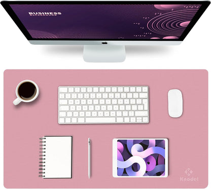 K KNODEL Large Office Leather Desk Mat, Mouse and Keyboard Pad, Computer and Laptop Mat, Desktop Protector and Cover, Writing Pad and Blotter (31.5"x15.7", Black)