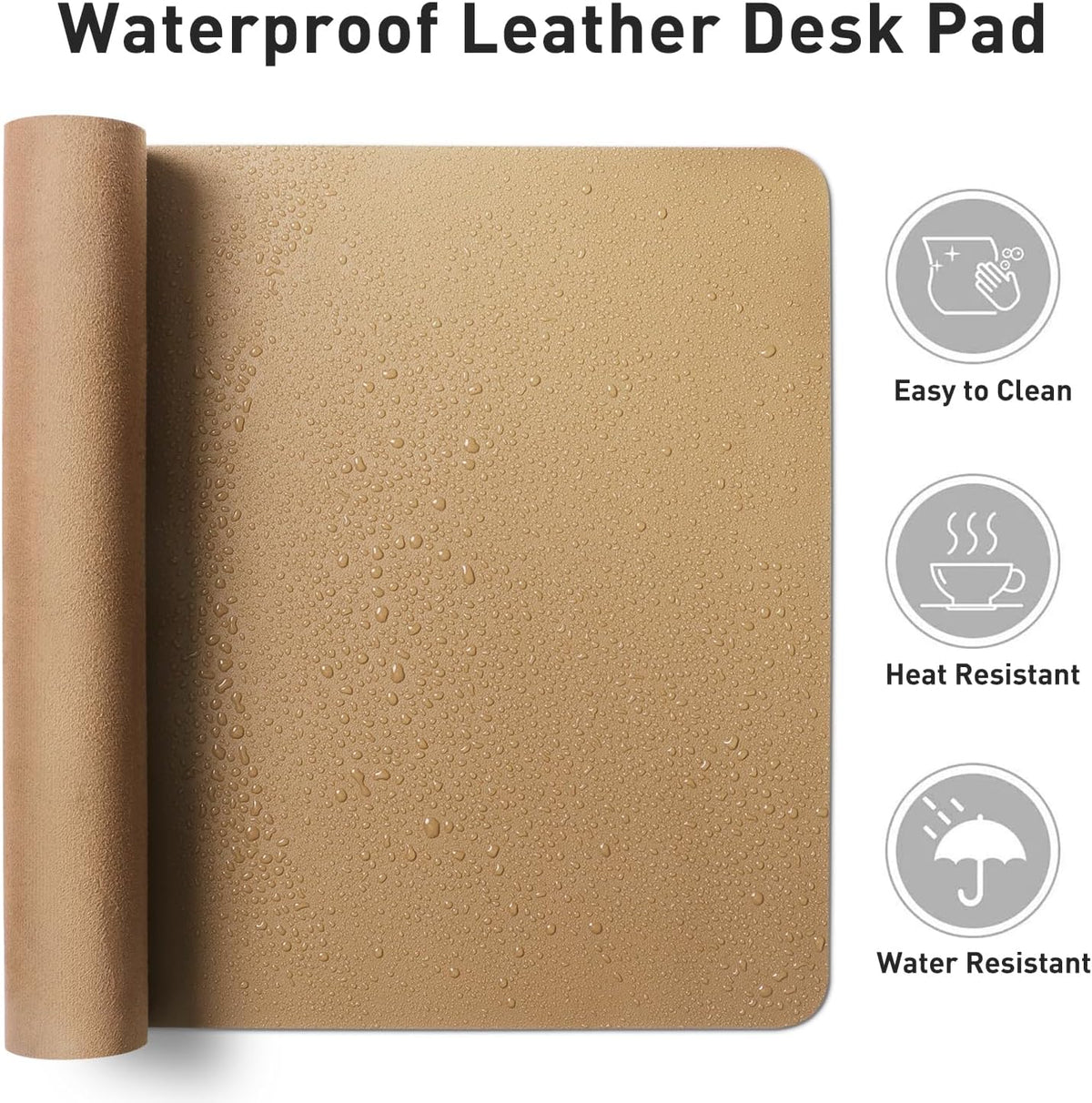 Aothia Leather Office Desk Pad Protector, Non-Slip PU Leather Desk Blotter, Waterproof Laptop Writing Mouse Pad for Office and Home, Black, 31.5" x 15.7" - Colors B