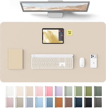 YSAGi Leather Desk Pad Protector, Office Desk Mat, Large Mouse Pad, Non-Slip PU Leather Desk Blotter, Waterproof Laptop Desk Writing Pad for Office and Home (23.6" x 13.8", Eggshell) - Colors A