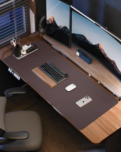 AFIING Large Desk Mat 55" x 24" - PU Leather Desk Pad Protector, Waterproof Non-Slip Extended Mouse Pad for Office Desk, Keyboard, Laptop and Home Workspace (Black)