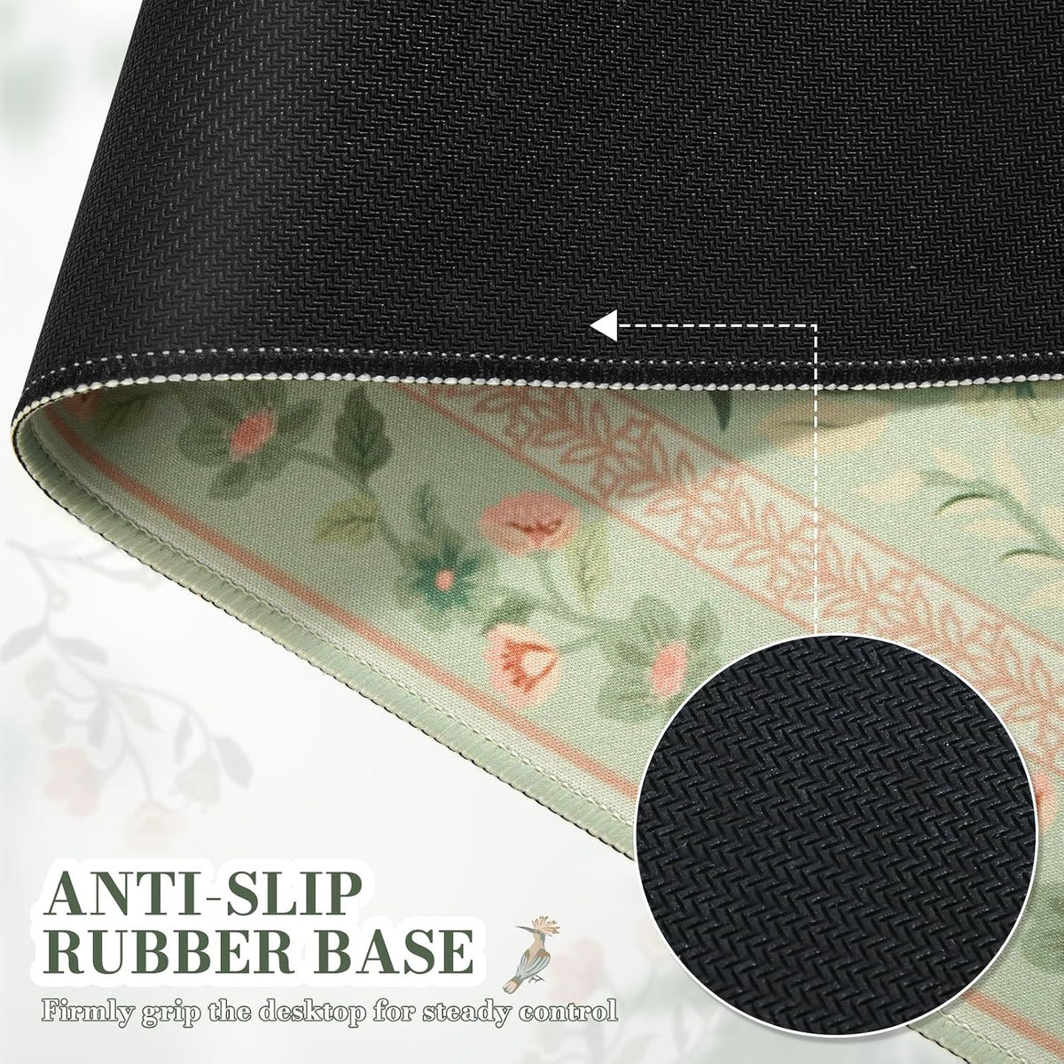 iCasso Desk Mat for Keyboard and Mouse, Large Mouse Pad, Desk Pad Mat, Anti-Slip Big Mousepad with Stitched Edges for Computer Desktop(Deep Green)