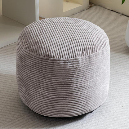 Round Stuffed Pouf Ottoman, Corduroy Poufs with Foam Chunk Filling, Furry and Fluffy Pouf Foot Stool Storage Ottoman, 20 X 15 Floor Poufs Foot Rest for Living Room, Dark Grey