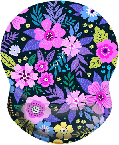 Wrist Support Mouse Pad Anti Slip Rubber Wrist Rest Mousepad 9in X 8in Small Desktop Notebook Mouse Mat for Working and Gaming (M-Pink Floral)