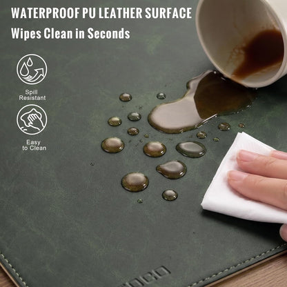 Cork Desk Mat 31.5"x15.7", Distressed PU Leather & Cloth Desk Pad