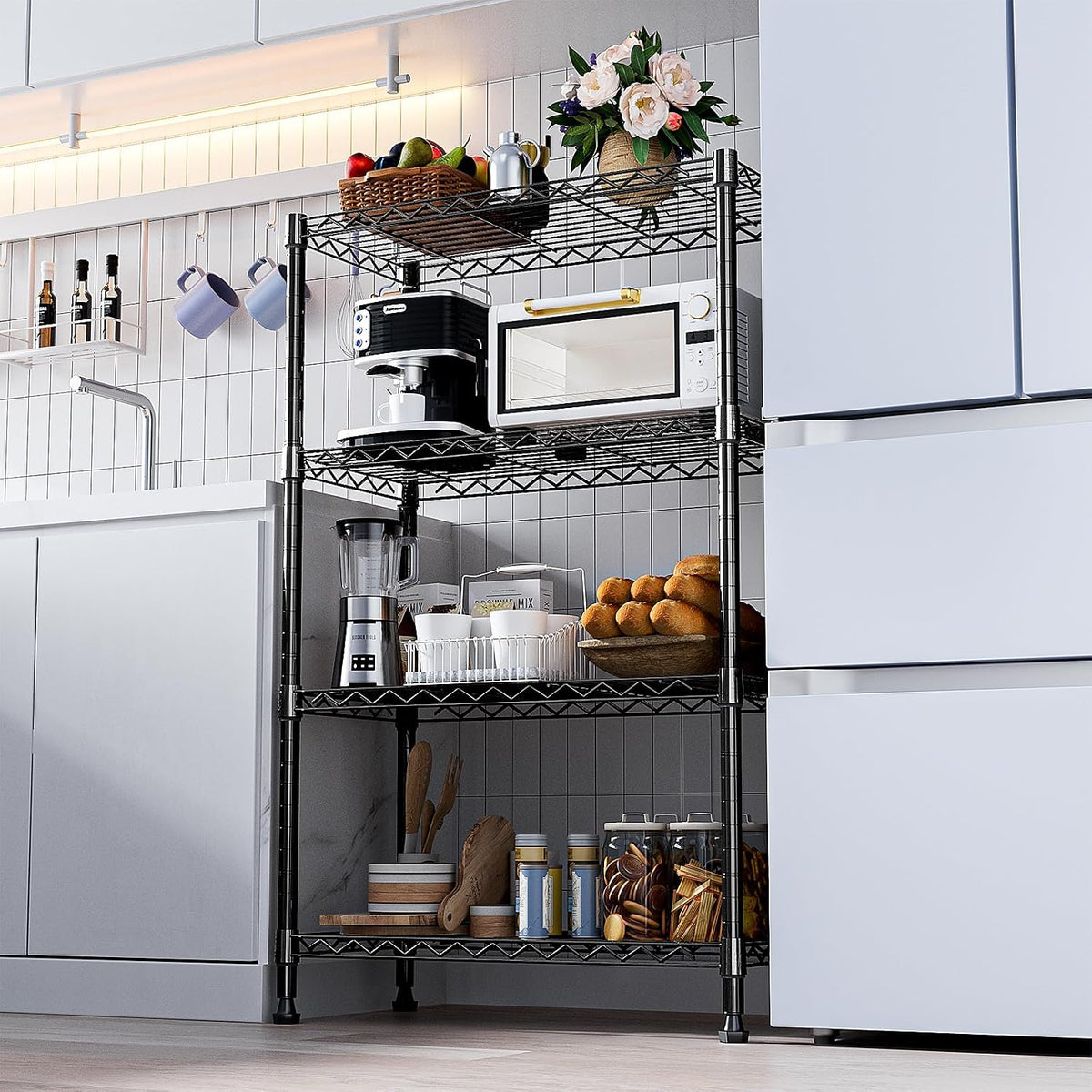 M MZG 450 lbs Steel Storage Shelving 3-Tier Utility Shelving Unit Steel Organizer Wire Rack for Home,Kitchen,Office (11.8" D x 17.7" W x 26.3" H) - Colors B