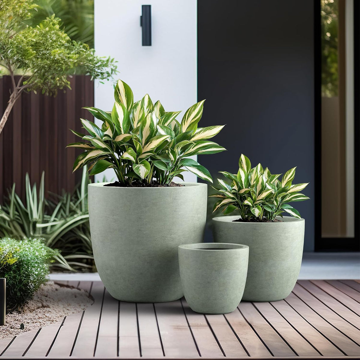 Kante 8.9" H x 10" W Small Concrete Planter, Compact Desktop Plant Pot with Drainage Hole & Rubber Plug – Lightweight Breathable Cement Container for Succulents, Cactus, Herbs, Indoor Outdoor, Gift