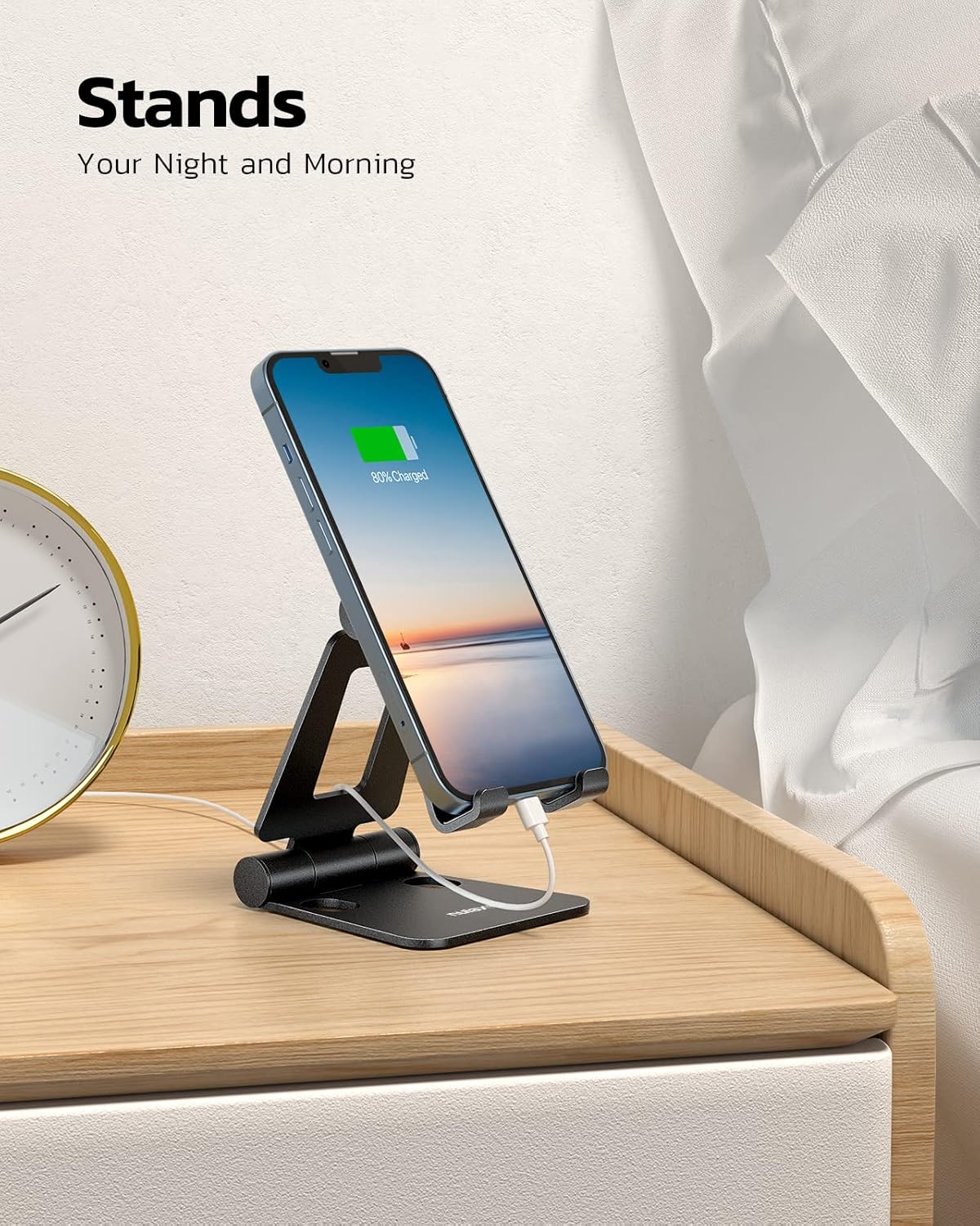 Nulaxy Dual Folding Cell Phone Stand, Fully Adjustable Foldable Desktop Phone Holder Cradle Dock Compatible with iPhone 17 16 15 14 13 12 11 Pro Max Xs Xr X 8, Nintendo Switch, All Phones - Purple