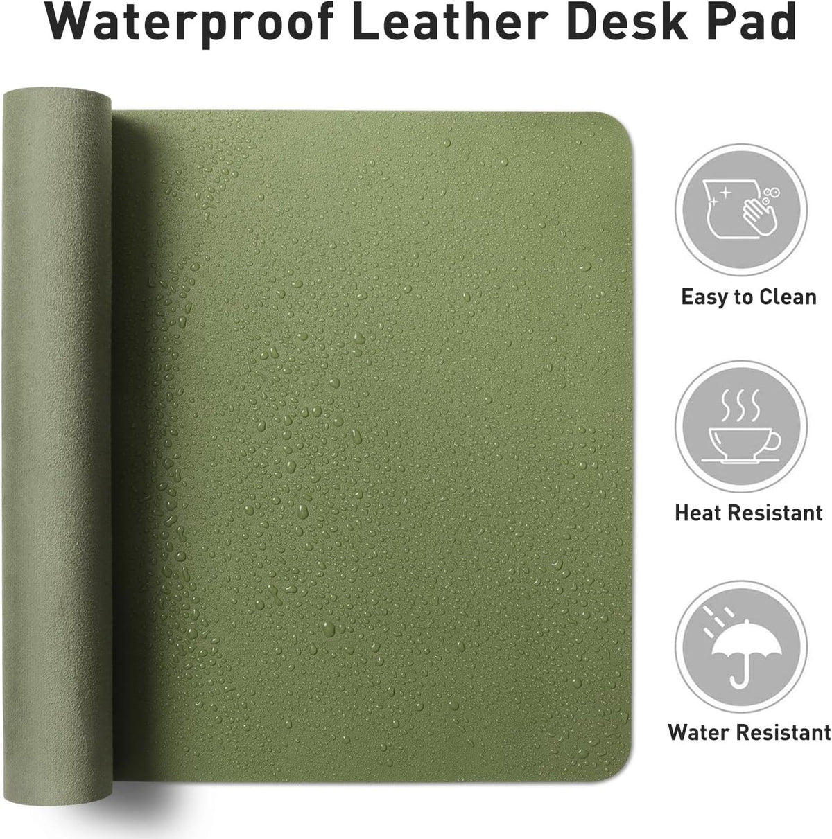 Aothia Leather Office Desk Pad Protector, Non-Slip PU Leather Desk Blotter, Waterproof Laptop Writing Mouse Pad for Office and Home, Black, 31.5" x 15.7" - Colors A