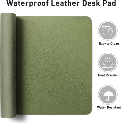 Aothia Leather Office Desk Pad Protector, Non-Slip PU Leather Desk Blotter, Waterproof Laptop Writing Mouse Pad for Office and Home, Black, 31.5" x 15.7" - Colors A